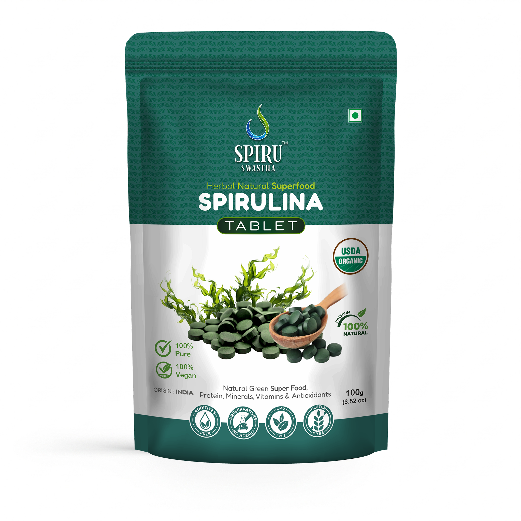 Natural Spirulina Tablets Pouch