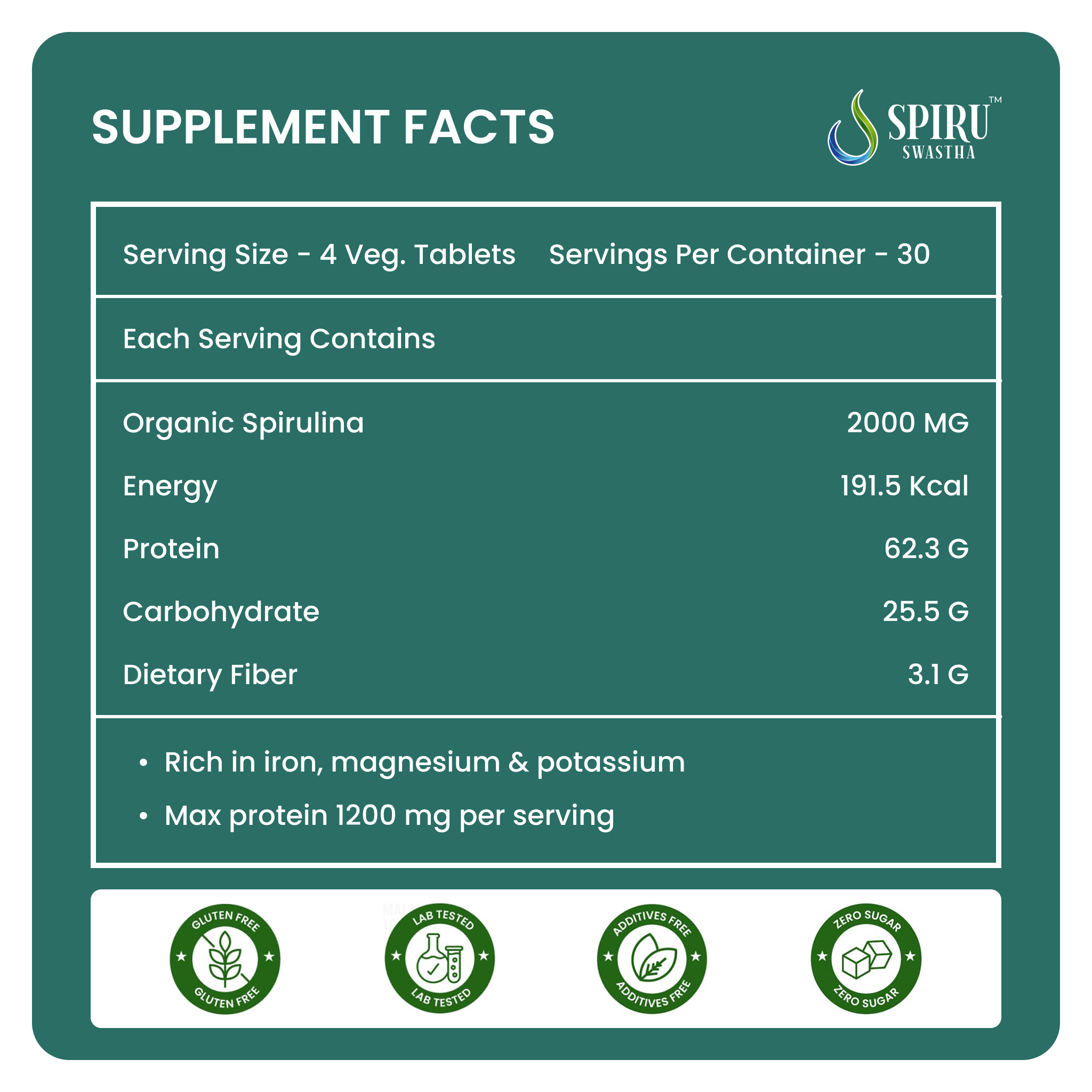 Natural Spirulina Tablets Pouch