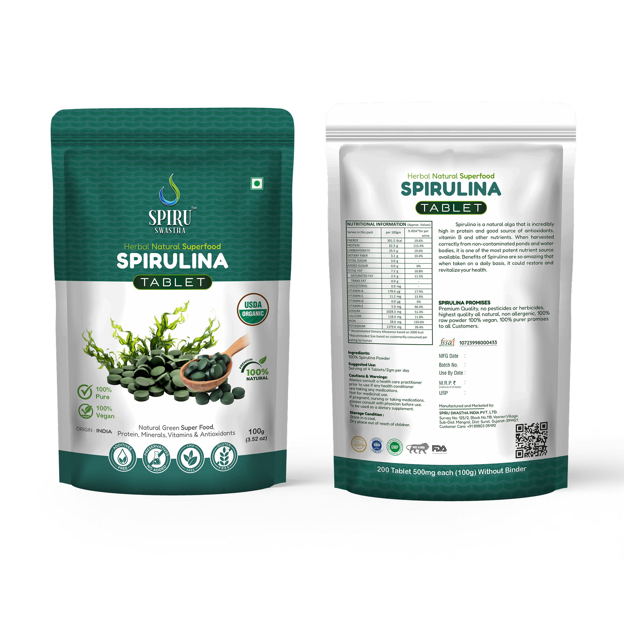 Natural Spirulina Tablets Pouch
