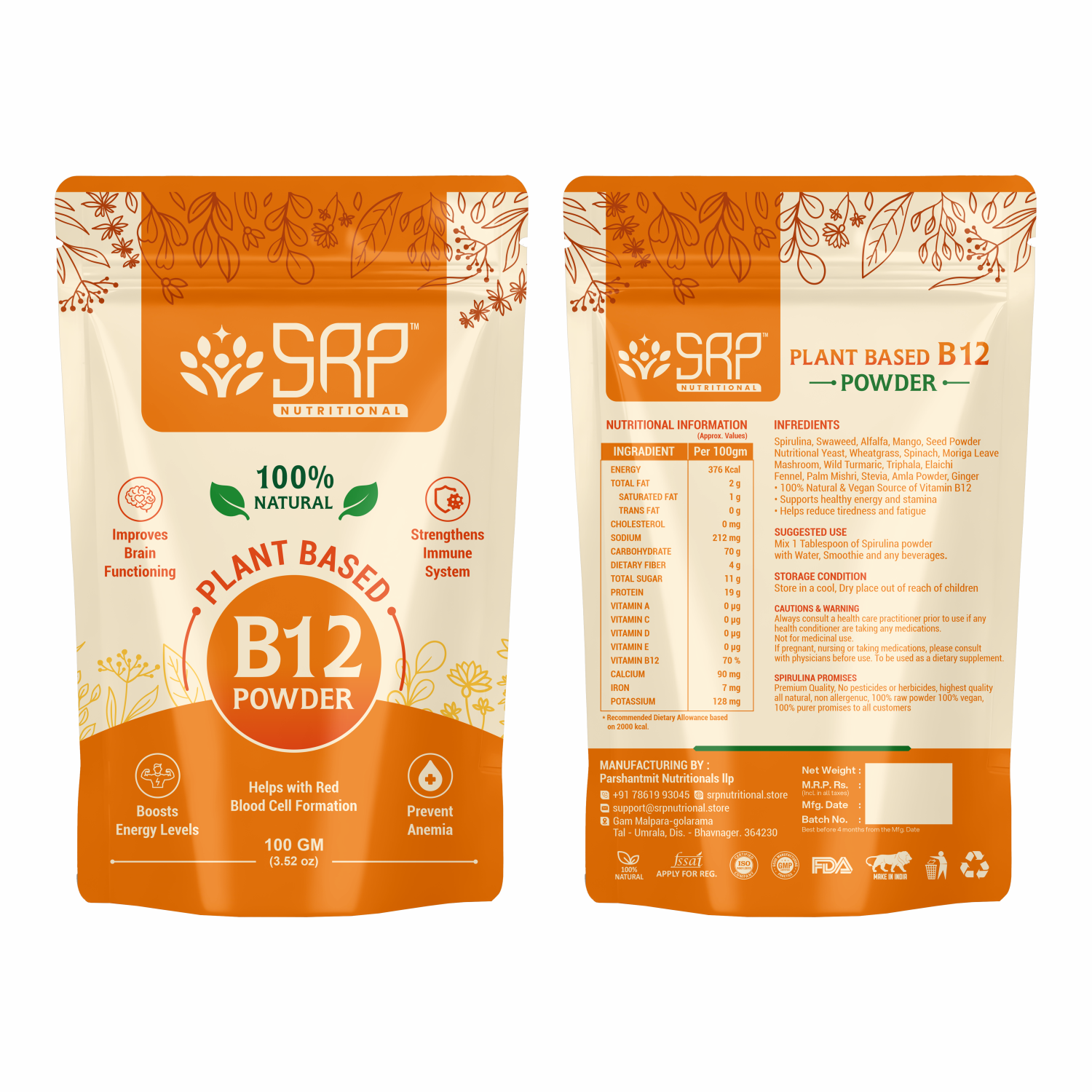 SRP Nutritional Plant-Based B12 Powder