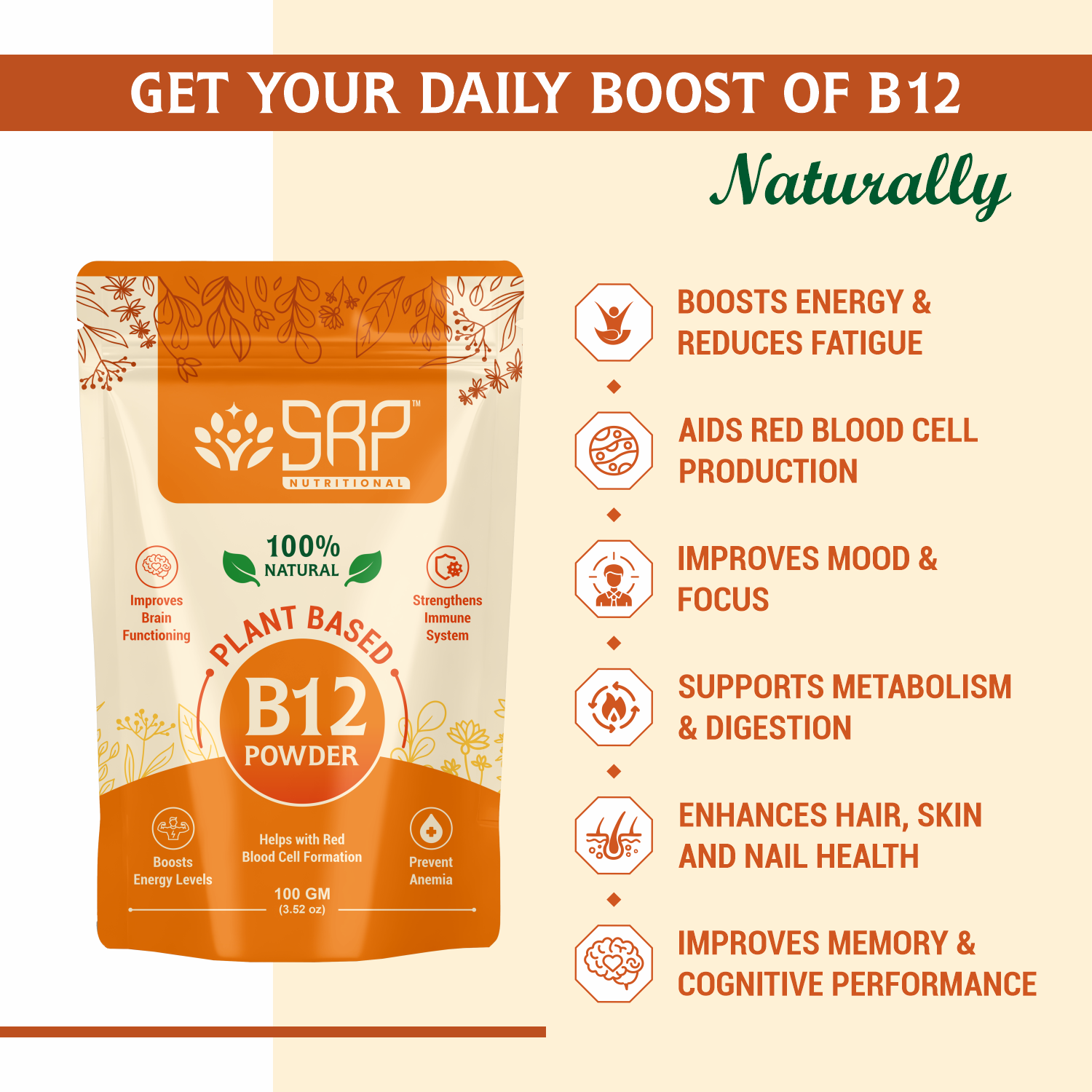 SRP Nutritional Plant-Based B12 Powder