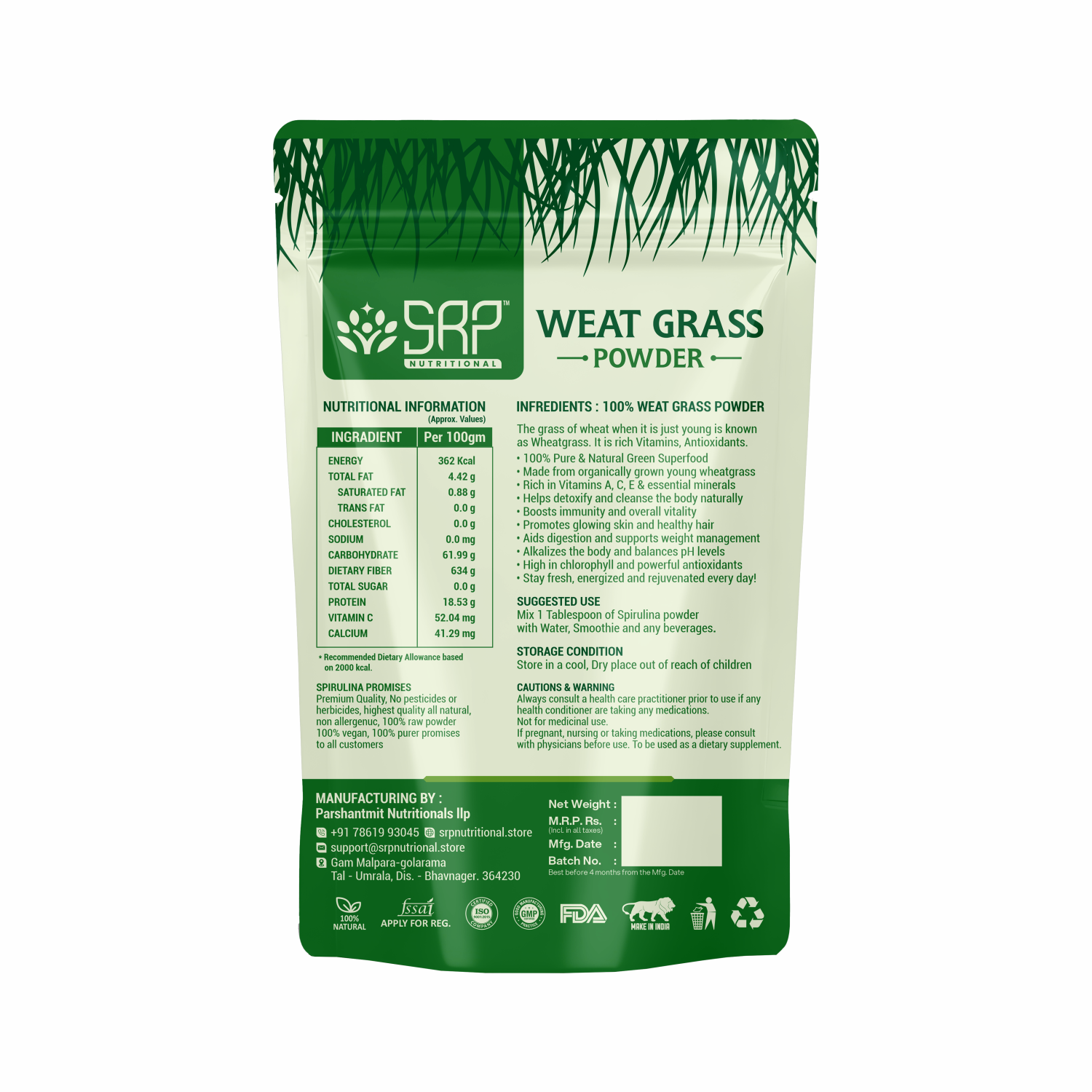 Natural Wheat grass Powder