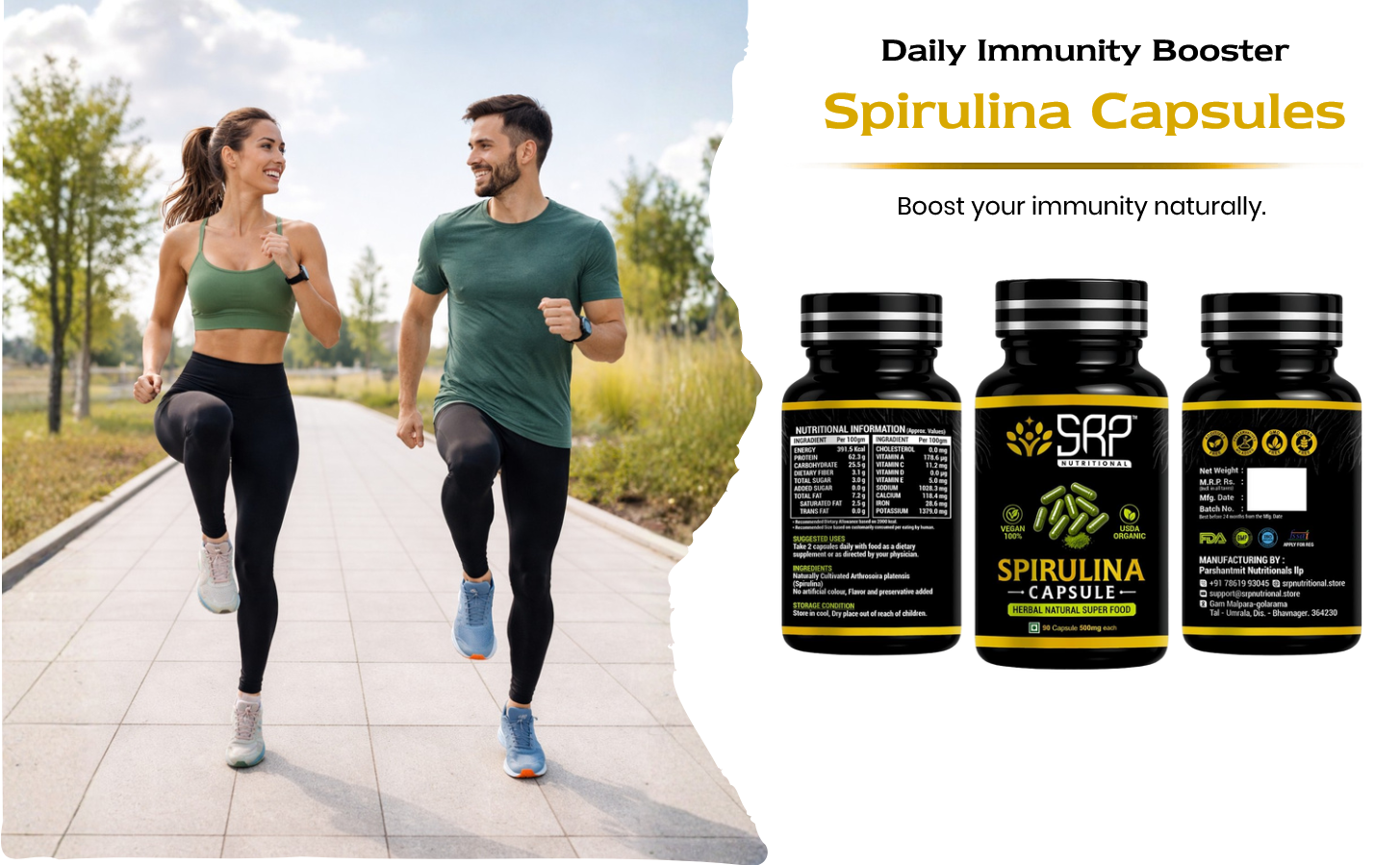 Spirulina Capsules | Original Green Superfood | SRP Nutritional