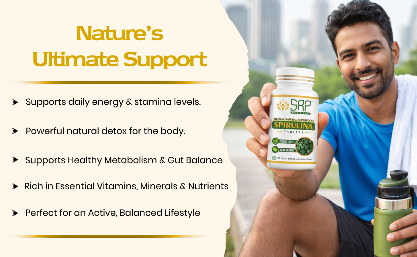 Spirulina Tablets | 100% Pure & Lab Tested | SRP Nutritional