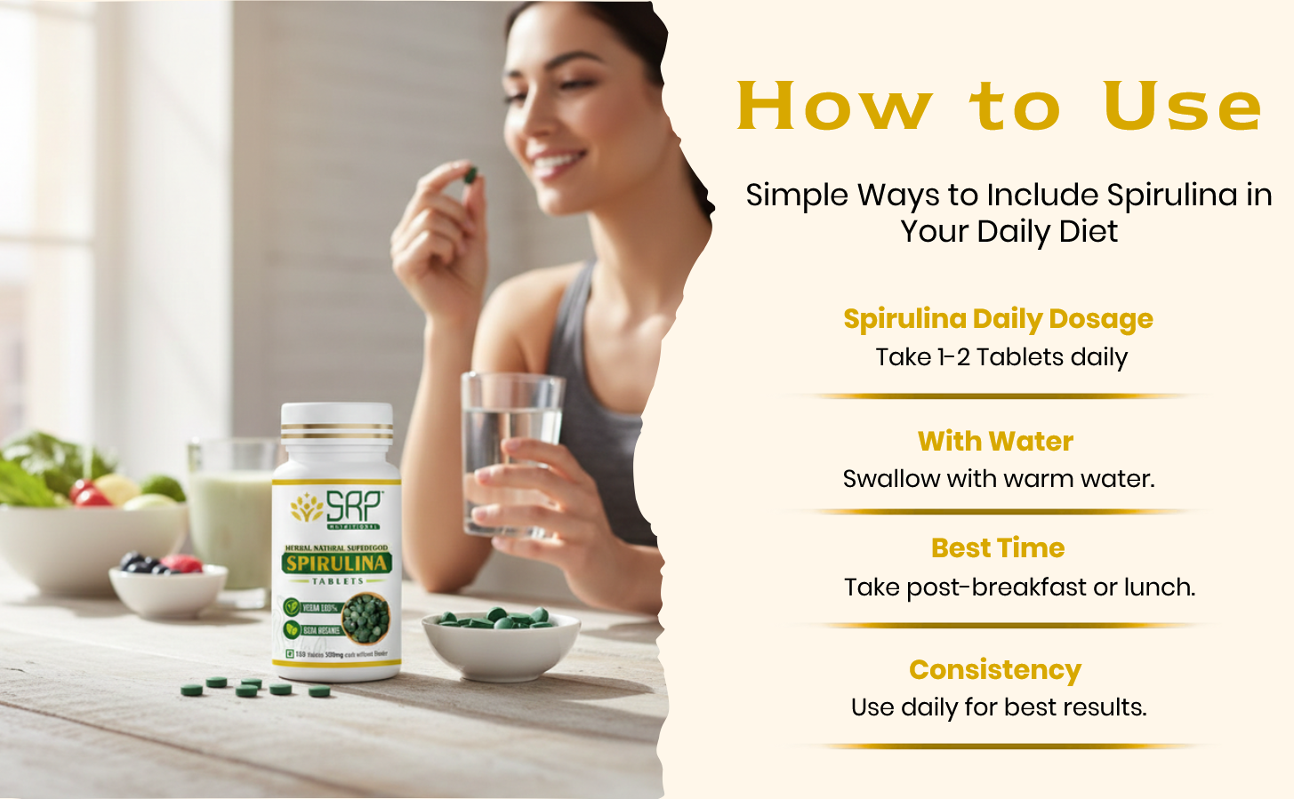 Spirulina Tablets | 100% Pure & Lab Tested | SRP Nutritional